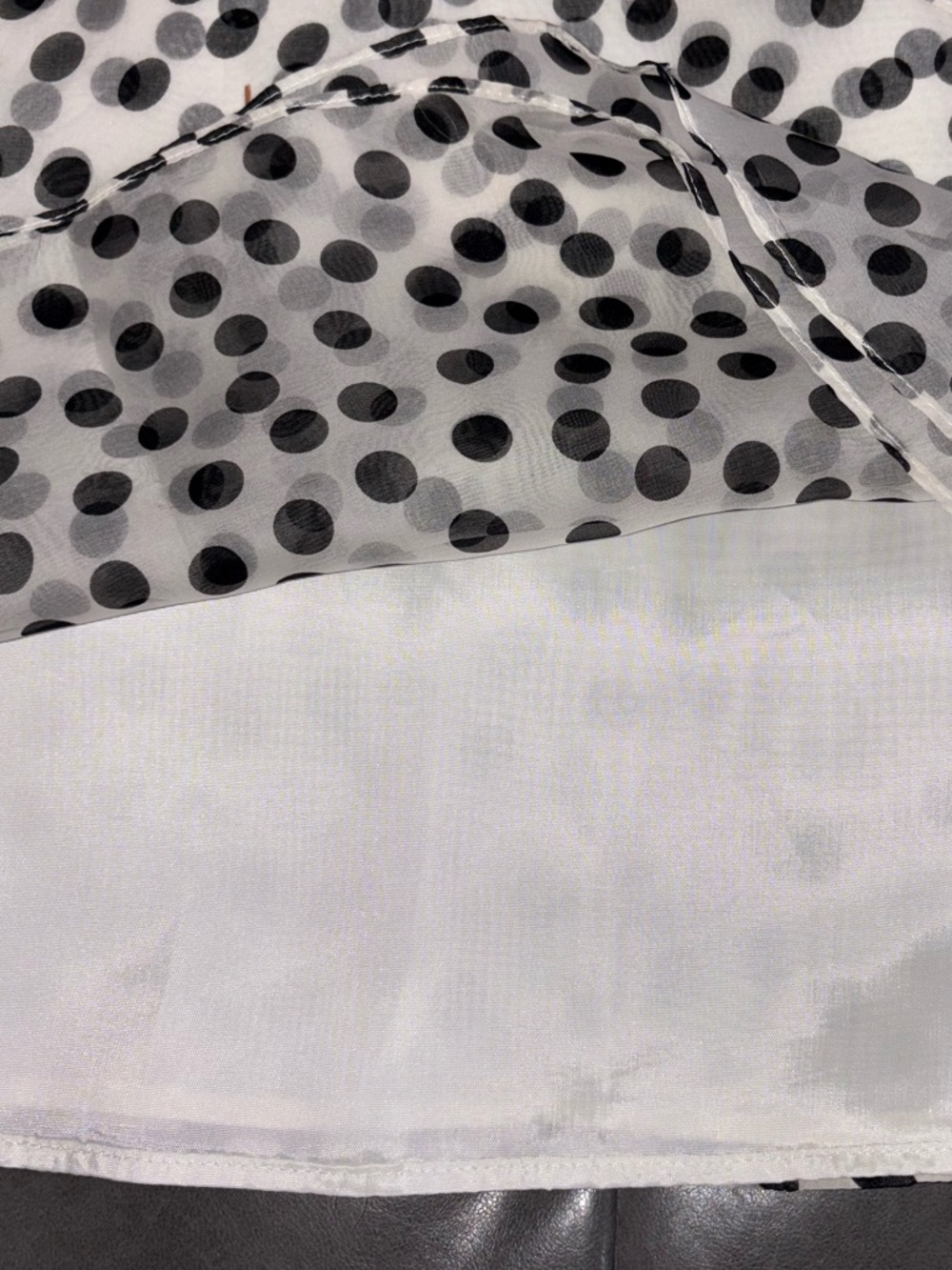 Shanty Polka Dot Layered Skirt Size 10 Sheer Overlay Tie Waist Black White - Picture 10 of 11